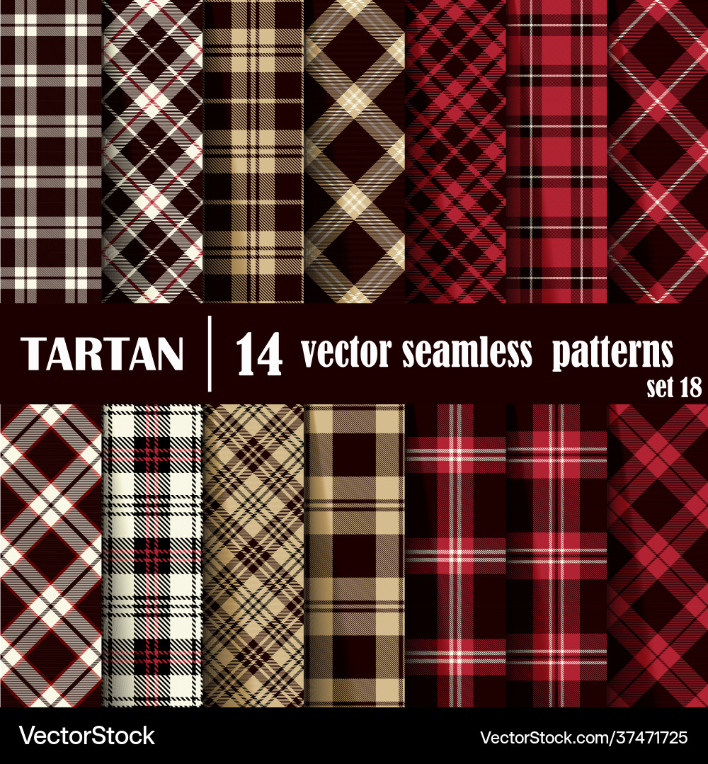 Set tartan seamless pattern in different colors Vector Image
