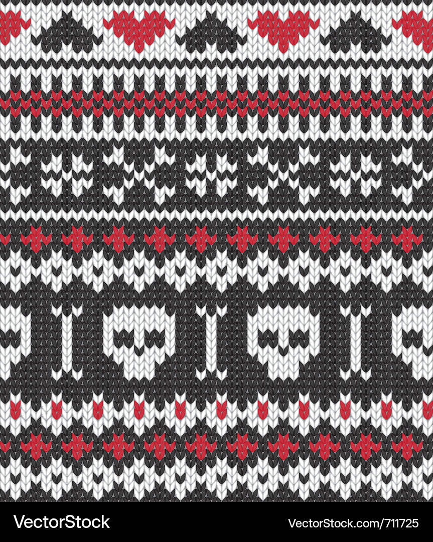 Skull Knit Pattern - Nordic Style Vector Image