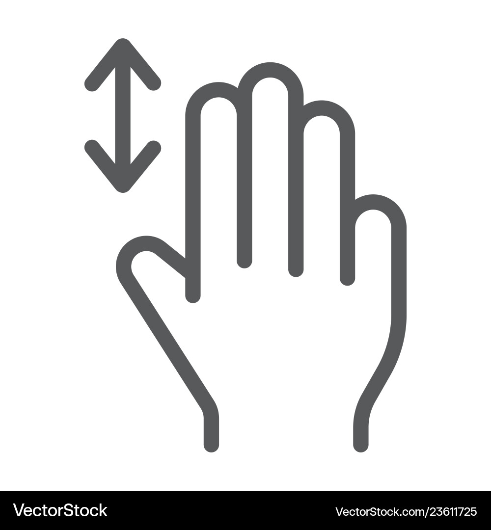 Three fingers vertical scroll line icon gesture Three fingers vertical scroll line icon gesture Vector Image