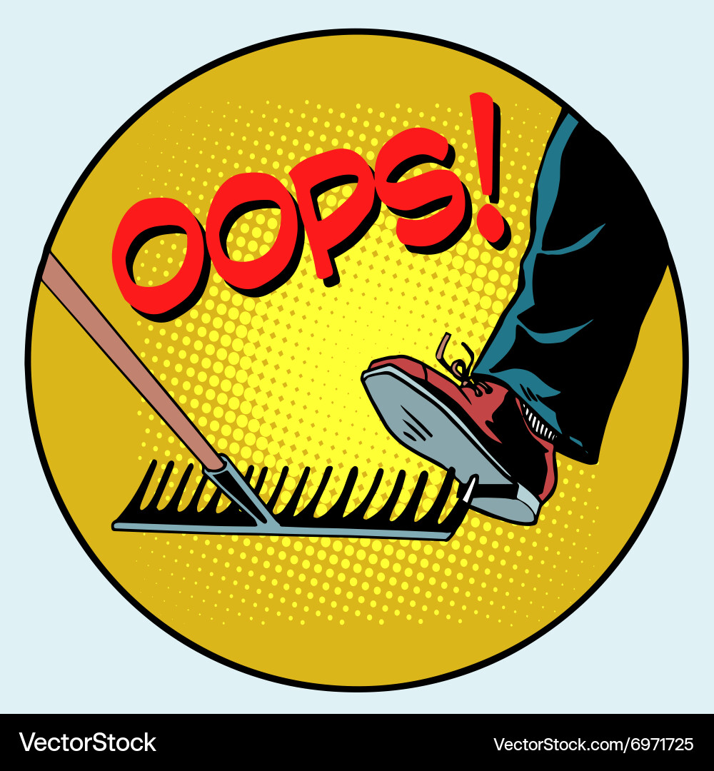 To step on a rake failure and problems pop art vector image