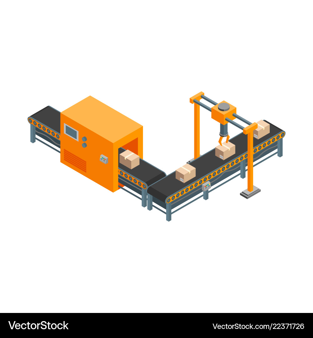 Automated factory 3d isometric view isolated Automated factory 3d isometric view isolated vector image