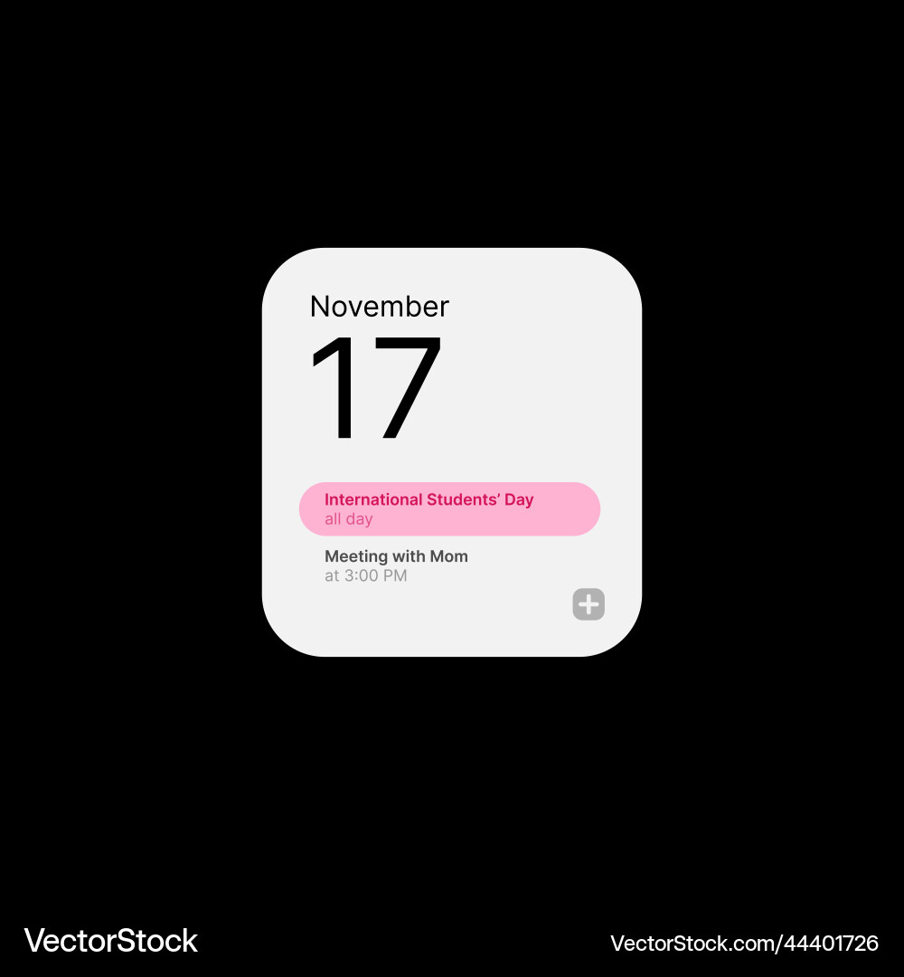 Calendar widget ui concept on black background Calendar widget ui concept on black background vector image