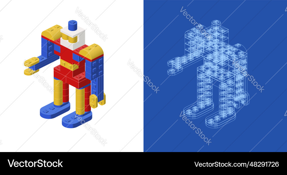 Concept with robot in isometric style for print Concept with robot in isometric style for print vector image