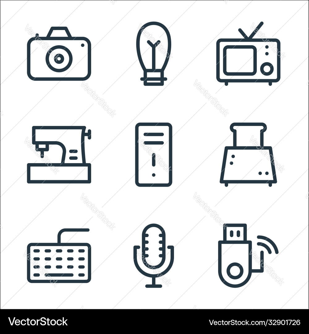 Electronics line icons linear set quality Electronics line icons linear set quality vector image
