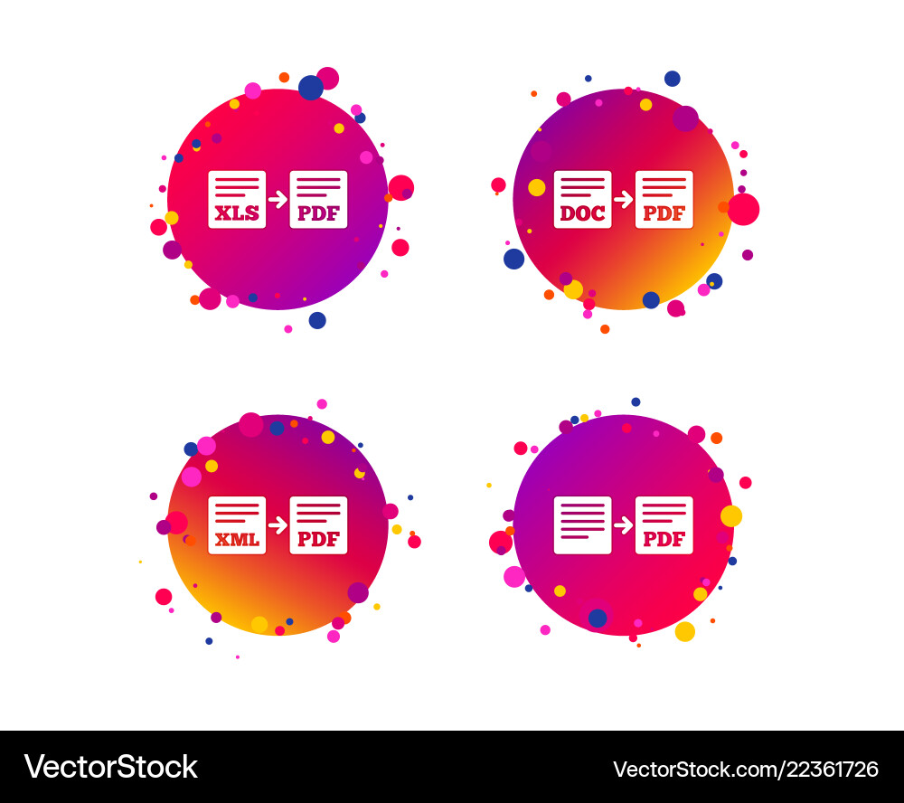 Export file signs convert doc to pdf symbols Vector Image