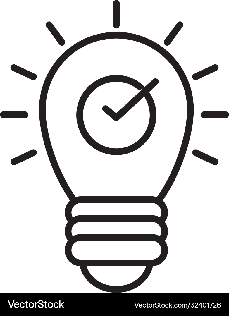 Idea bulb light with check mark icon line style Vector Image