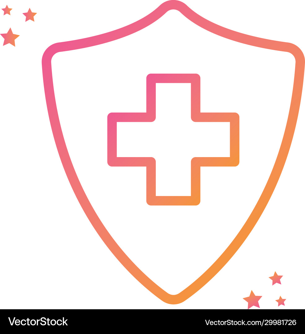 Isolated cross inside shield gradient style icon Vector Image