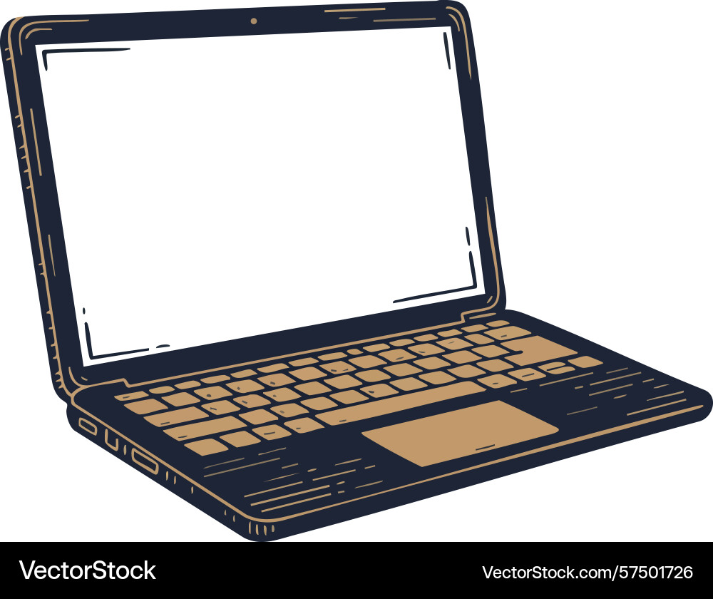Laptop computer with open screen and keyboard Laptop computer with open screen and keyboard vector image