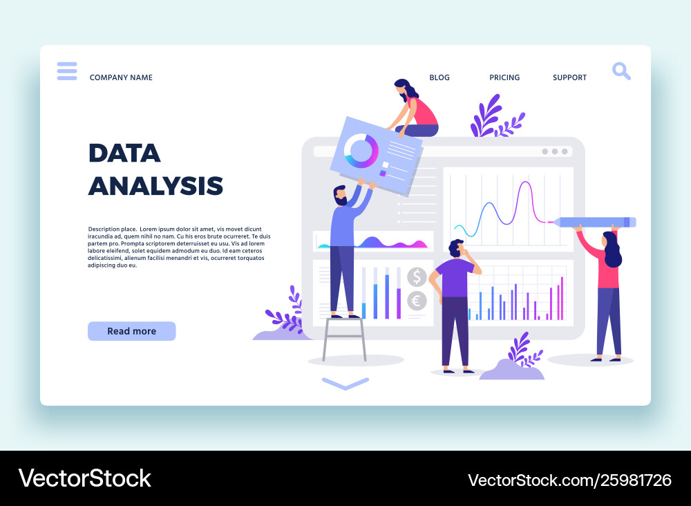 Marktanalyse Landing Page Vektorbild