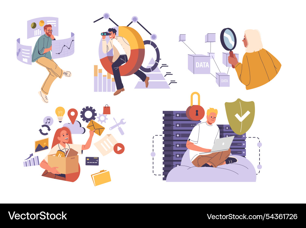 People working with data analytics and research People working with data analytics and research vector image