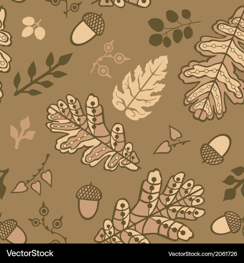 Seamless pattern with leaf and acorns copy Vector Image