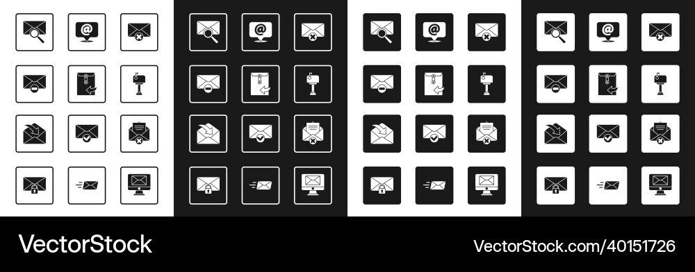 Set delete envelope with magnifying Set delete envelope with magnifying vector image