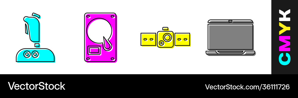 Set joystick for arcade machine hard disk drive vector image
