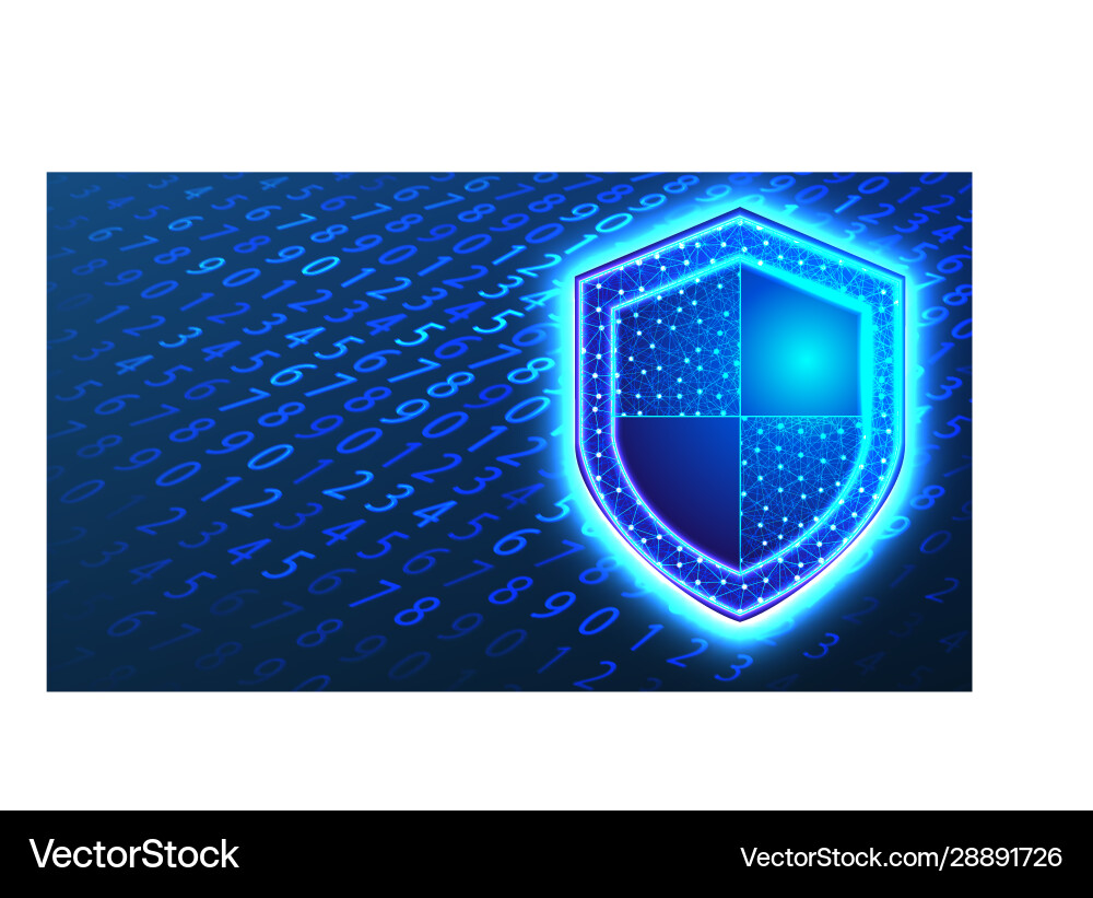 Shield protection system binary code cyber Shield protection system binary code cyber vector image