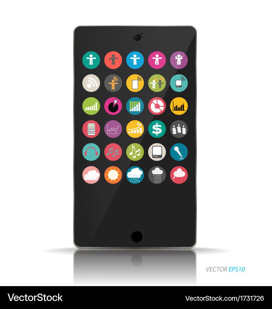 Touchscreen device with application web icons Vector Image