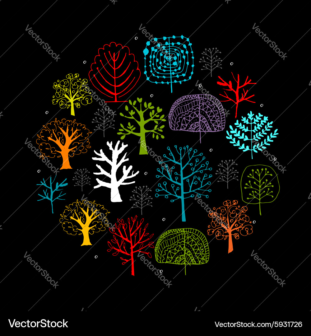 Trees collection sketch for your design Vector Image