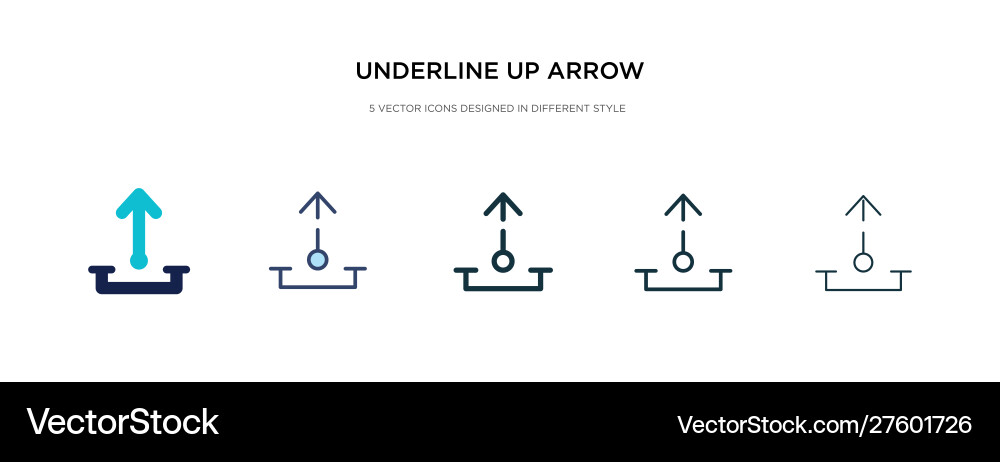 Underline up arrow icon in different style two vector image