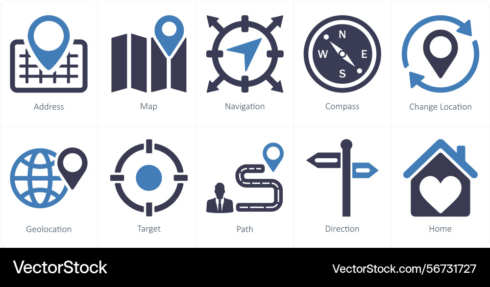 A set of 10 location icons as address map Vector Image