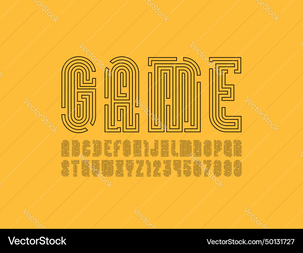 Contour geometric font from thin line alphabet Contour geometric font from thin line alphabet vector image
