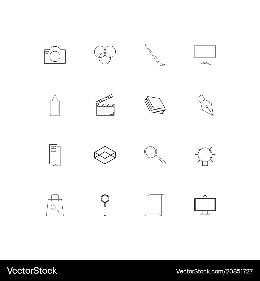 Creative process and design linear thin icons set vector image