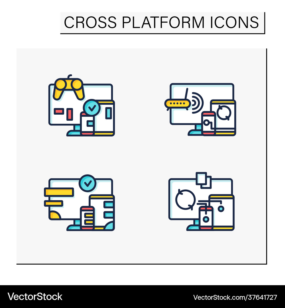 Cross platform color icons set Cross platform color icons set vector image