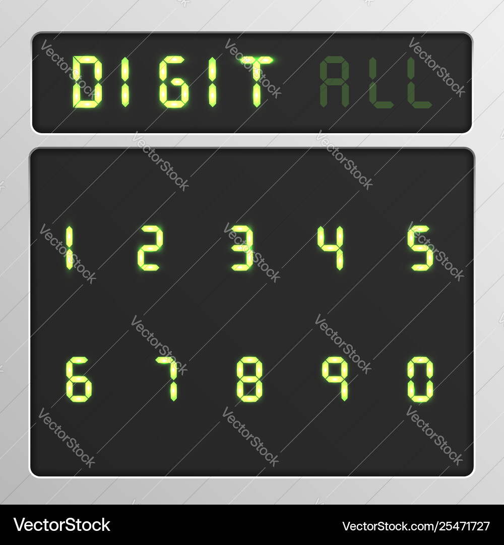 Digital character set from a typeface on screen Digital character set from a typeface on screen vector image