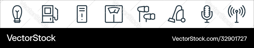 Electronics line icons linear set quality Electronics line icons linear set quality vector image
