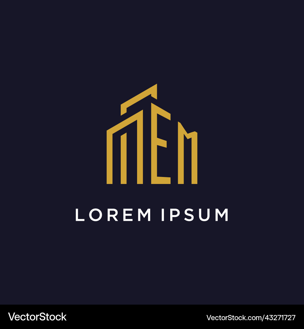 Em initial monogram with building logo design Em initial monogram with building logo design Vector Image