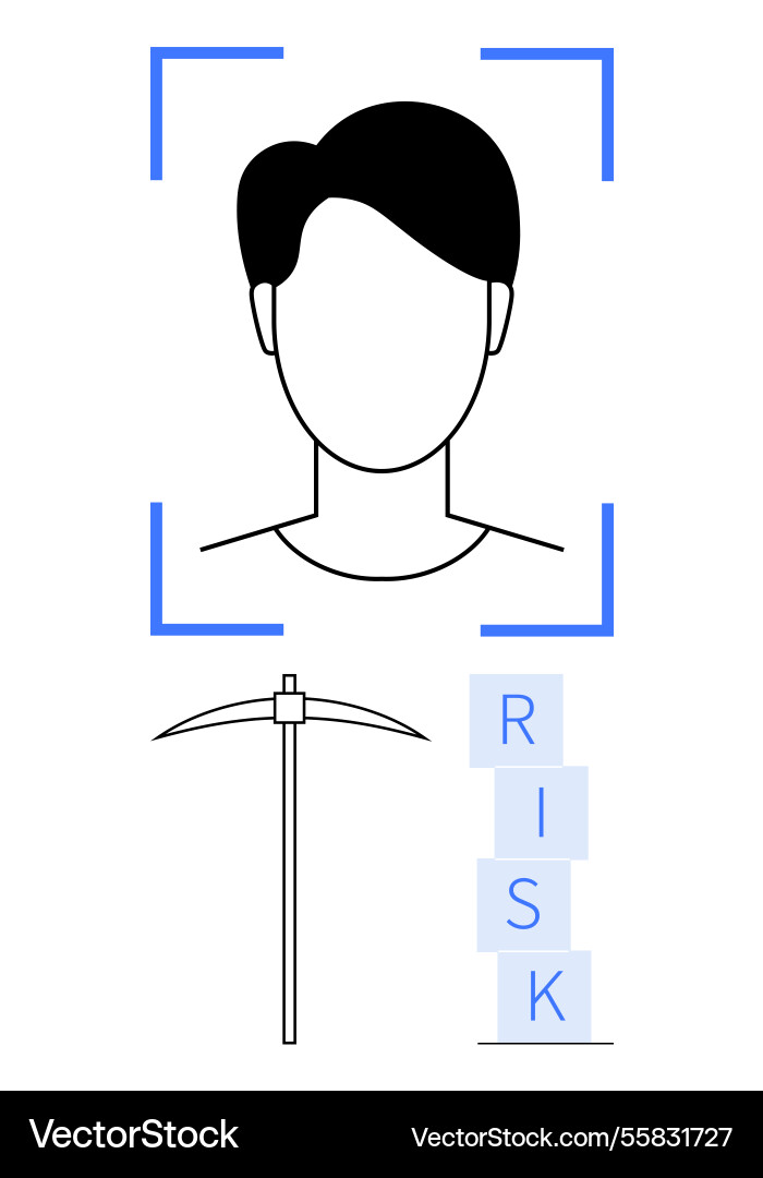 Facial recognition with risk analysis and data Facial recognition with risk analysis and data vector image