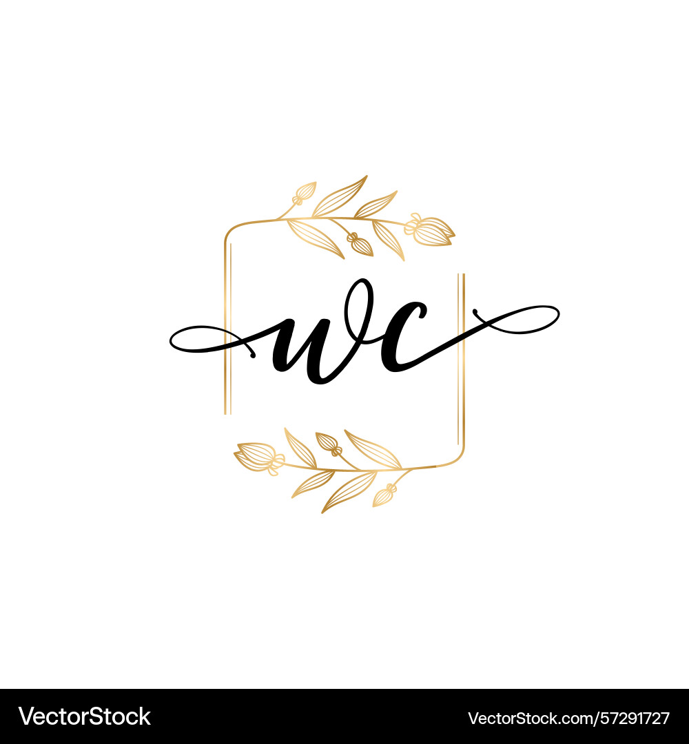 Floral monogram logos with wc initials Vector Image