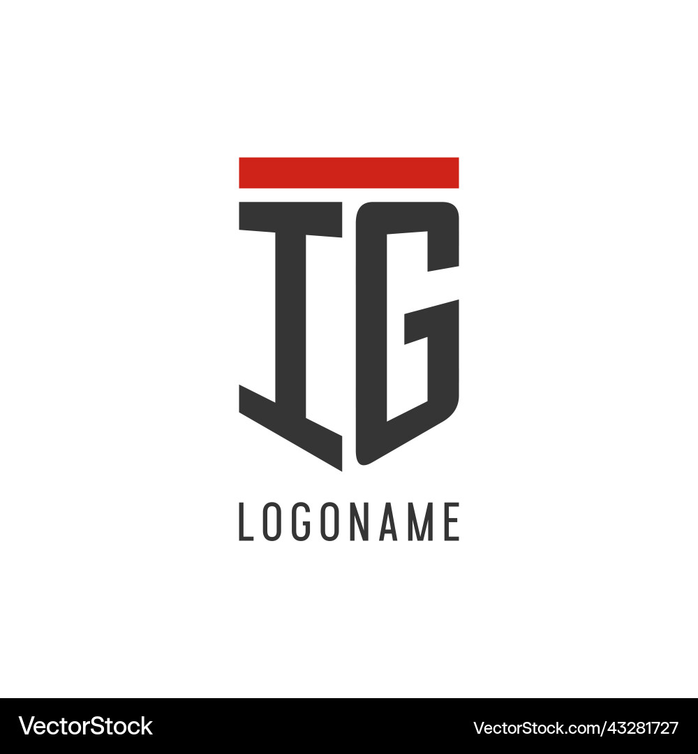 Ig initial esport logo with simple shield design Vector Image