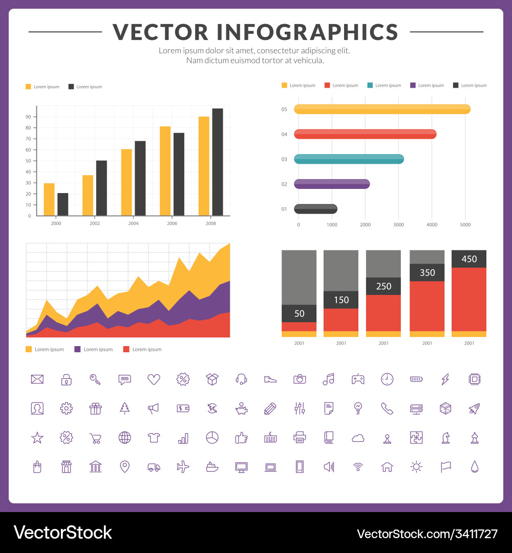 Infographics and design elements with icon set Infographics and design elements with icon set vector image