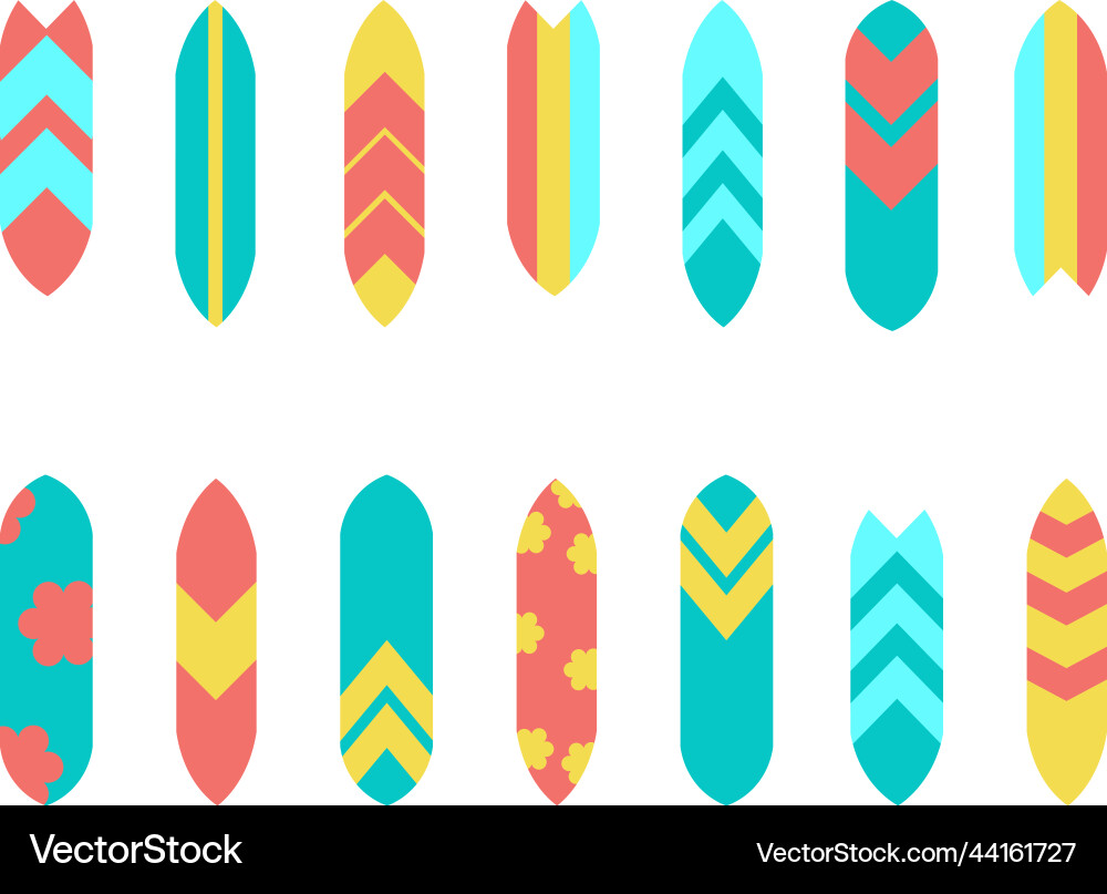 Isolated surfing board different patterns Isolated surfing board different patterns vector image