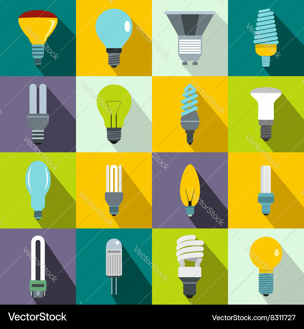 Light bulb icons set flat style Vector Image