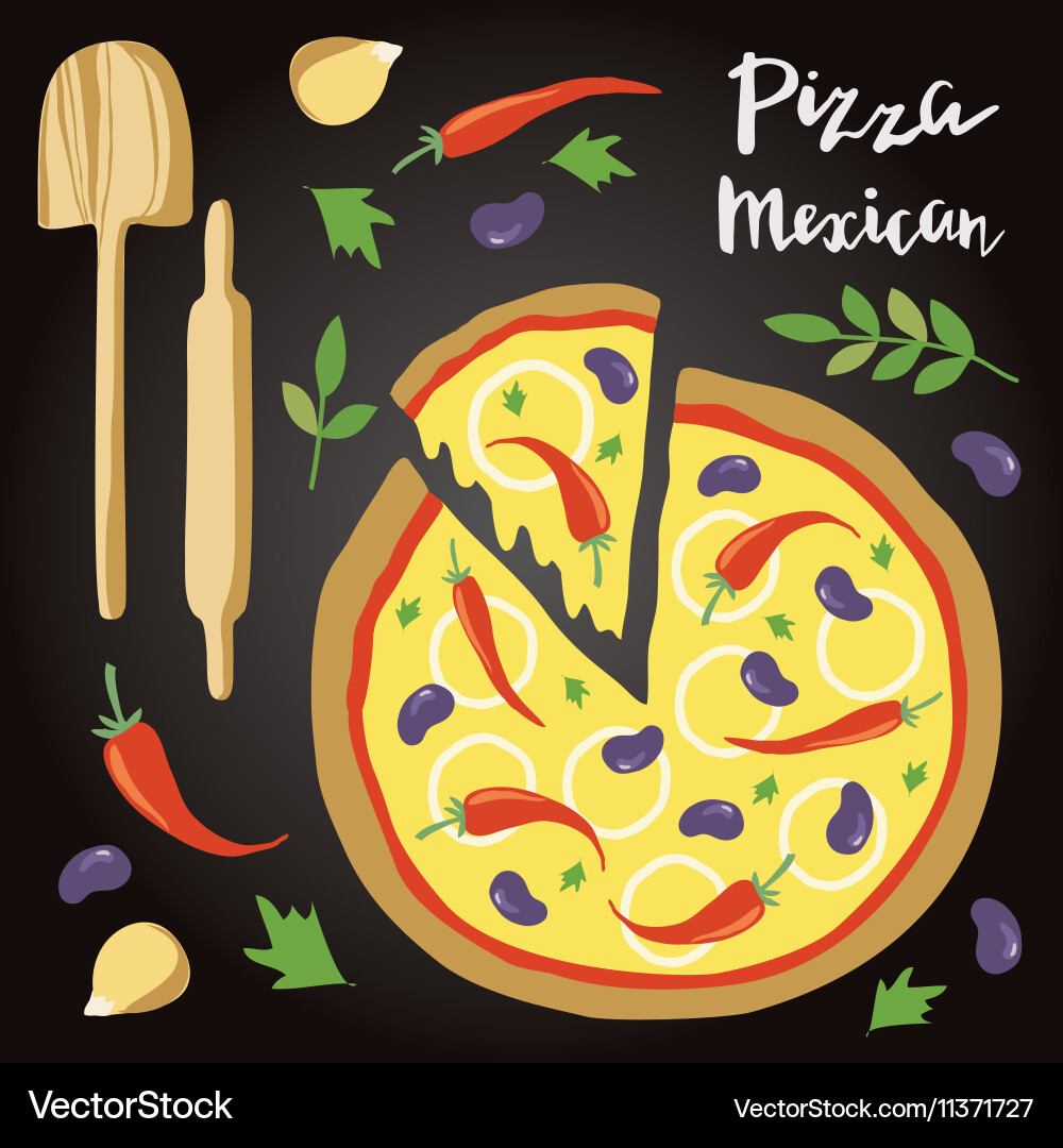 Mexican Pizza Chalkboard Vector Image