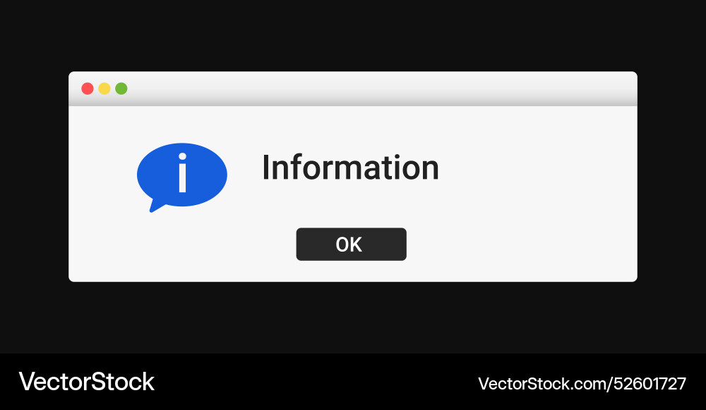 Modern window message with information in white vector image