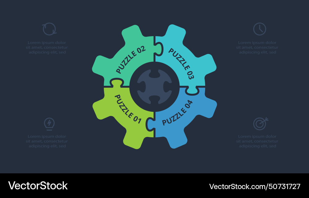 Puzzle Infografik mit 4 Elementen Präsentationen Puzzle Infografik mit 4 Elementen Präsentationen vektorbild