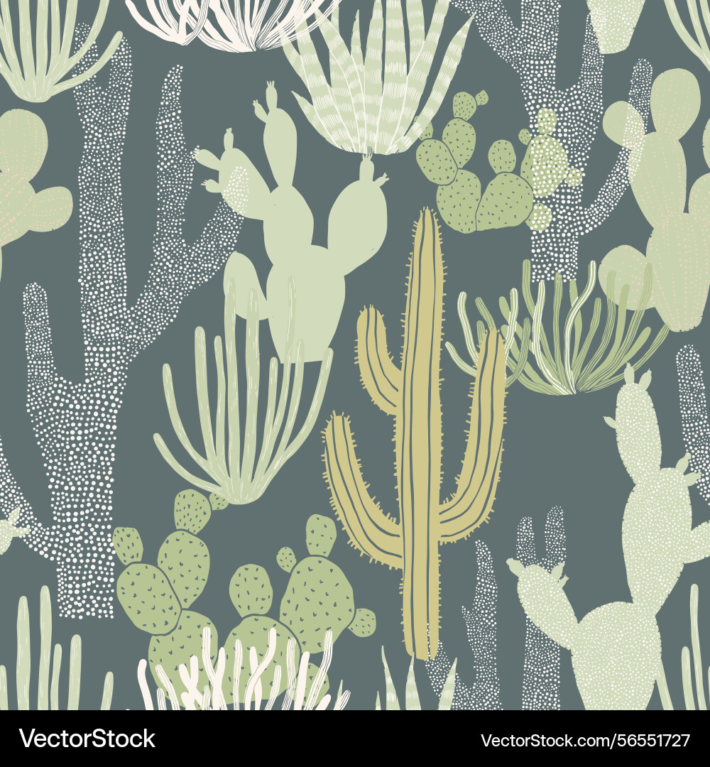Seamless pattern with cacti wild west surface Vector Image