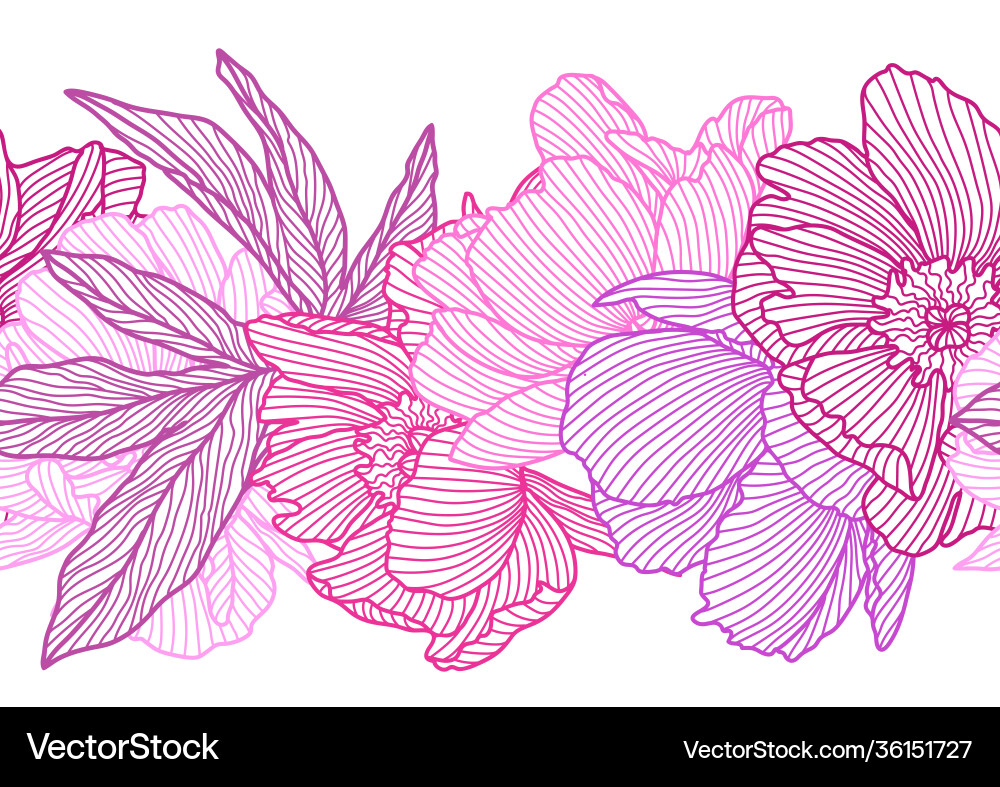 Seamless pattern with linear peonies Seamless pattern with linear peonies vector image