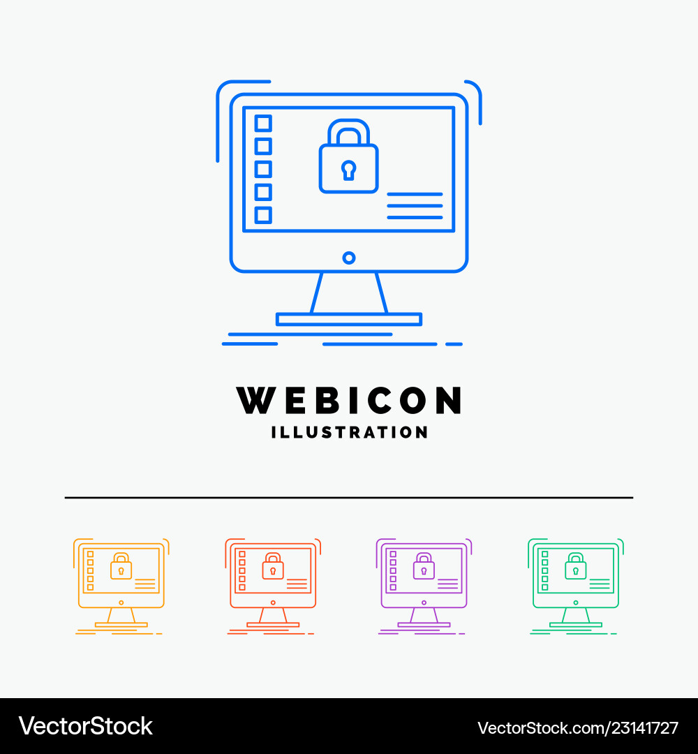 Secure protection safe system data 5 color line Secure protection safe system data 5 color line Vector Image