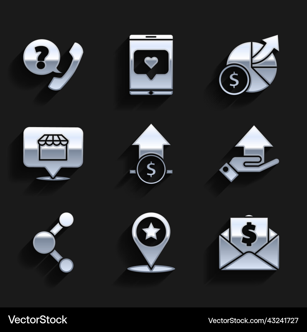 Set financial growth and coin map pointer Set financial growth and coin map pointer vector image