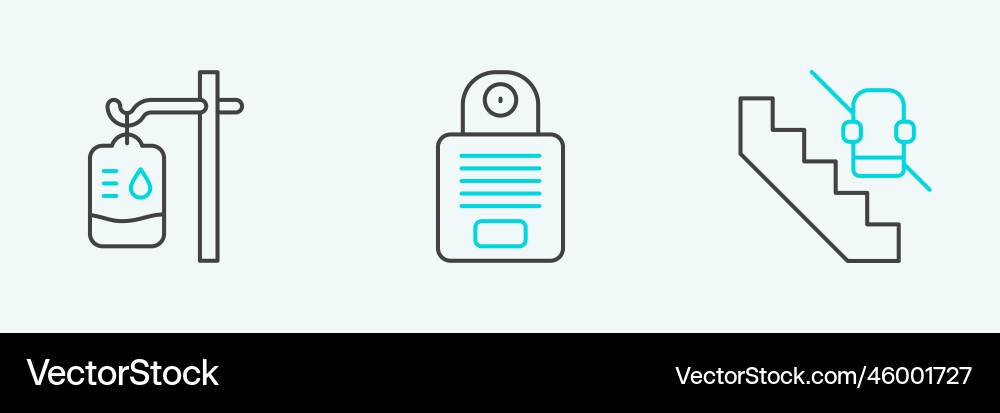 Set line disabled elevator iv bag and intercom Vector Image