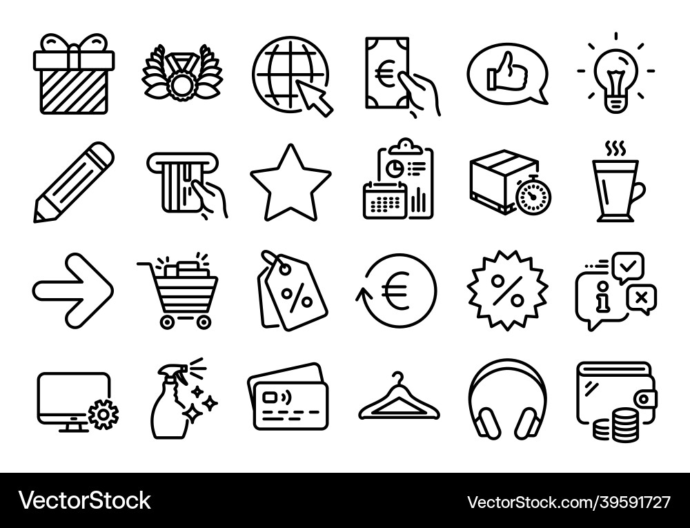 Set of delivery timer next and latte line Set of delivery timer next and latte line vector image
