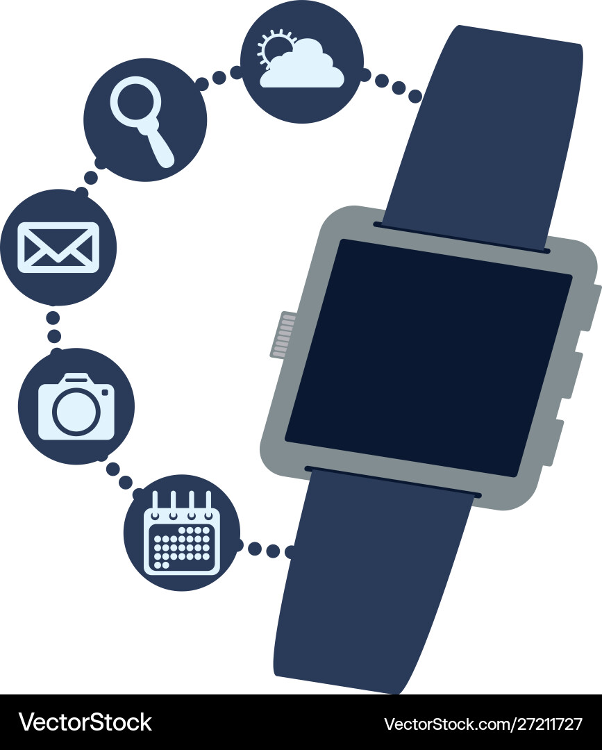 Smart watch technology with applications menu vector image