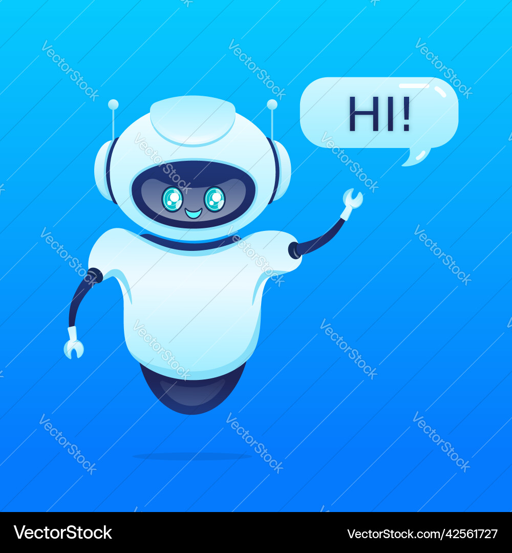 Support bot ai assistant flat icon with blue Support bot ai assistant flat icon with blue vector image