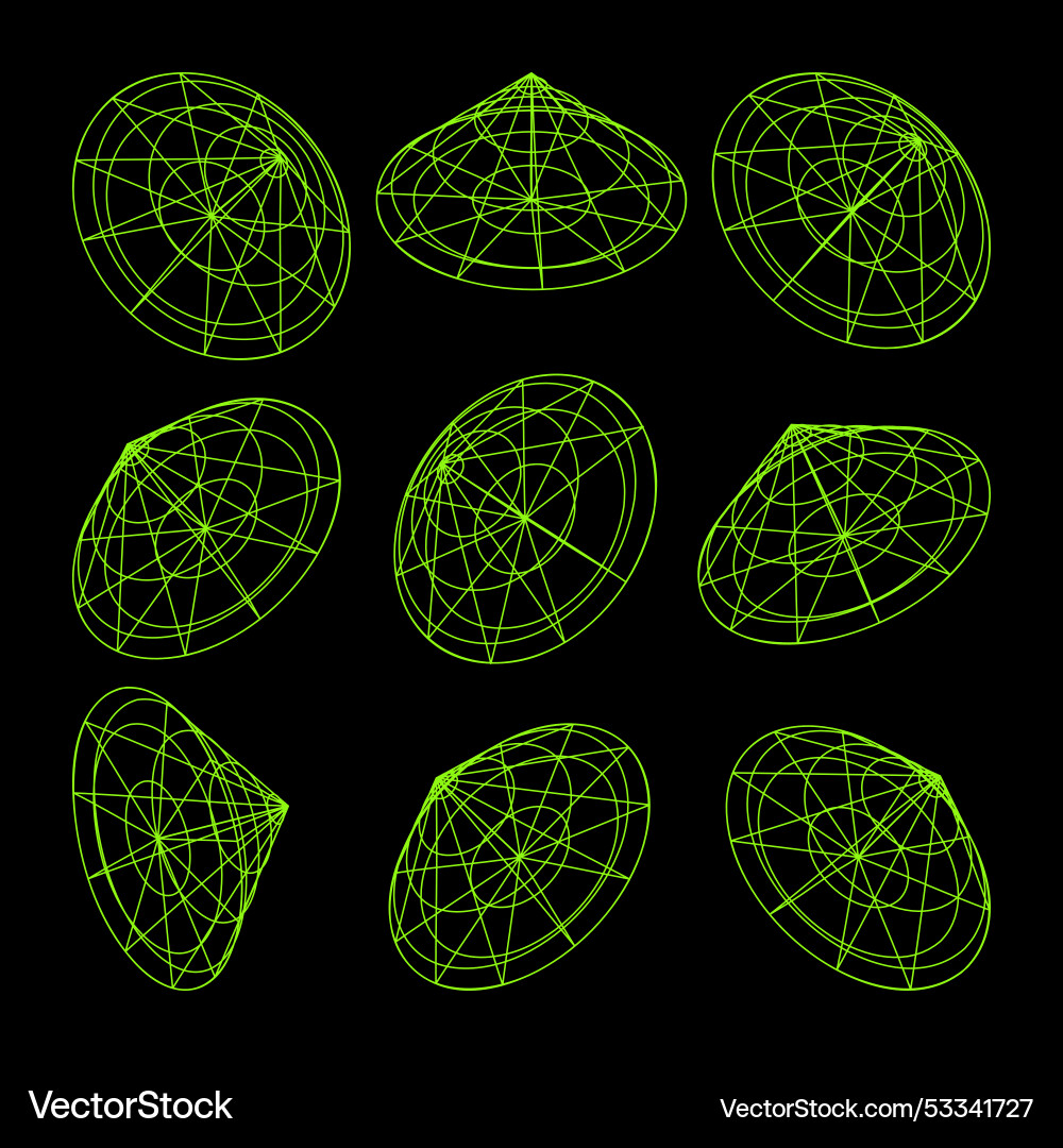 Wireframe lined shapes perspective mesh 3d grid Wireframe lined shapes perspective mesh 3d grid vector image