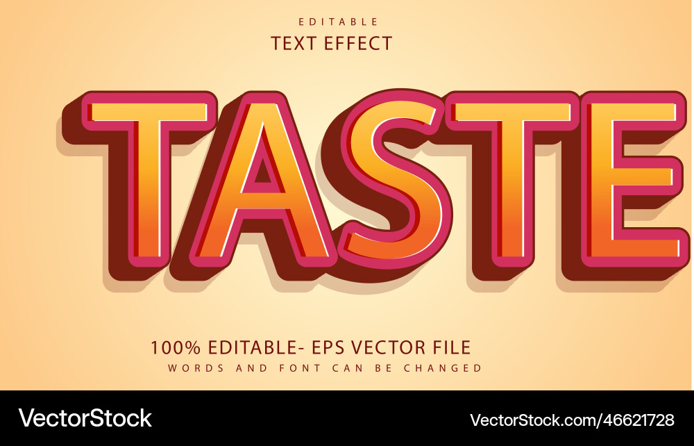 3d gradient word taste editable text effect vector image