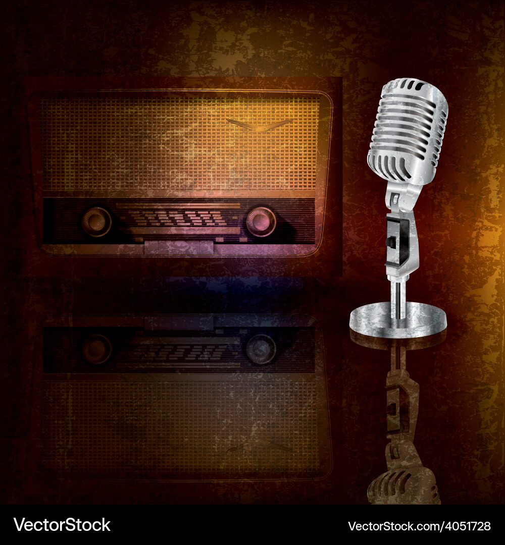 Abstract background with retro microphone Vector Image