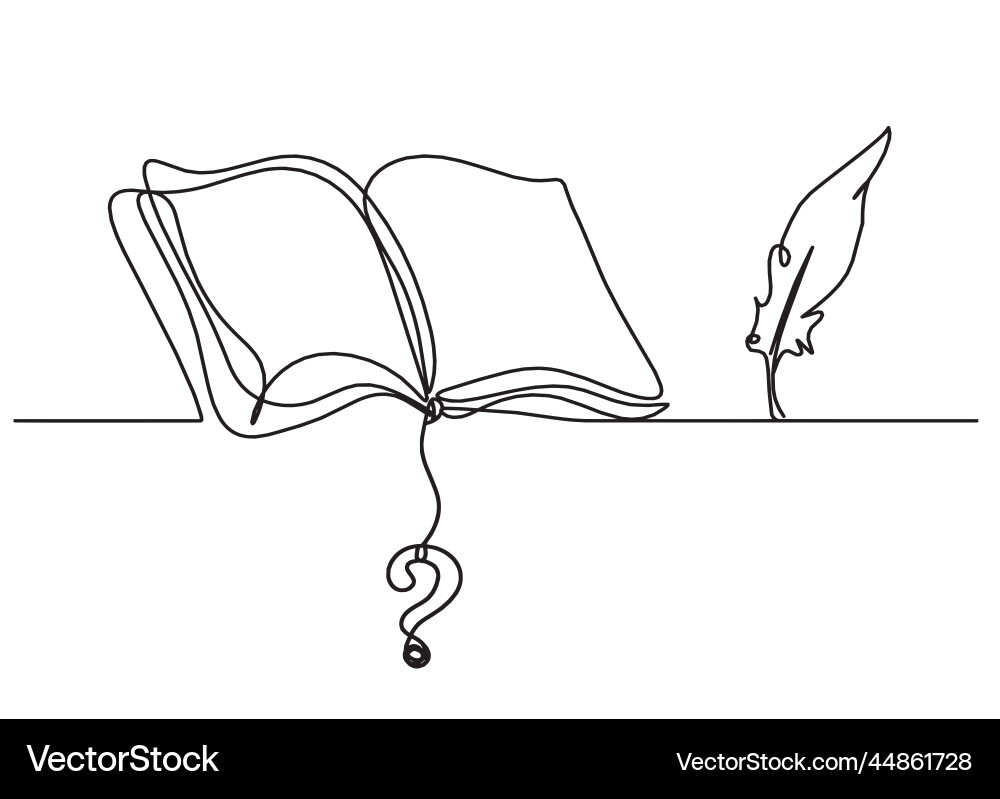 Abstract open book with question mark as line Abstract open book with question mark as line vector image