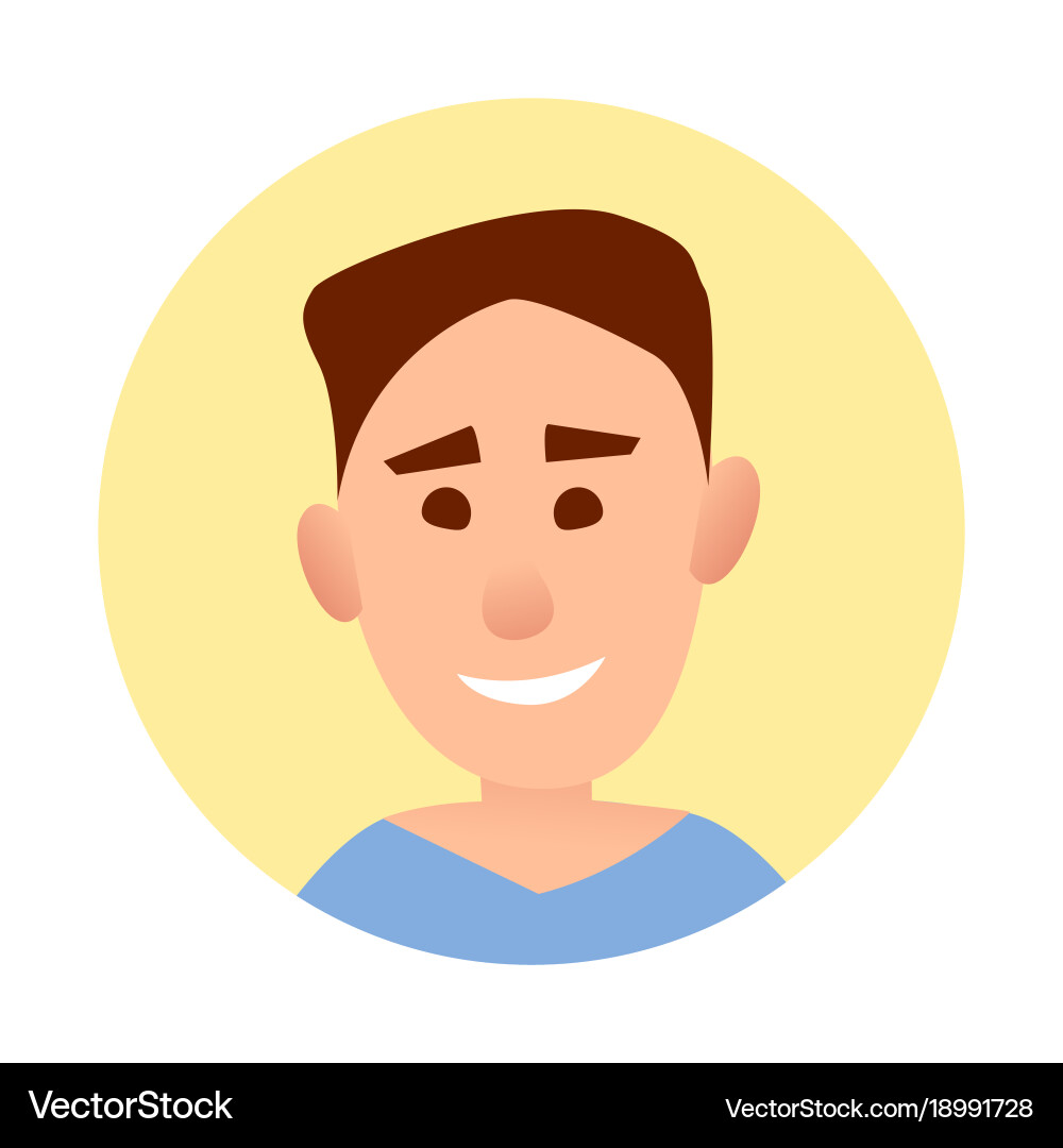 Boy avatar in round web button isolated on white vector image